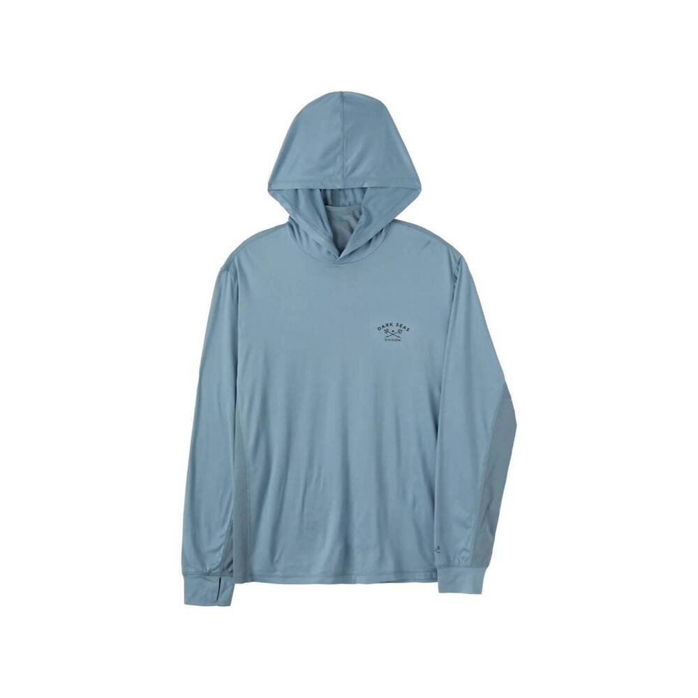 NEW DARK SEAS men's bimini uv hooded long sleeve tee in blue